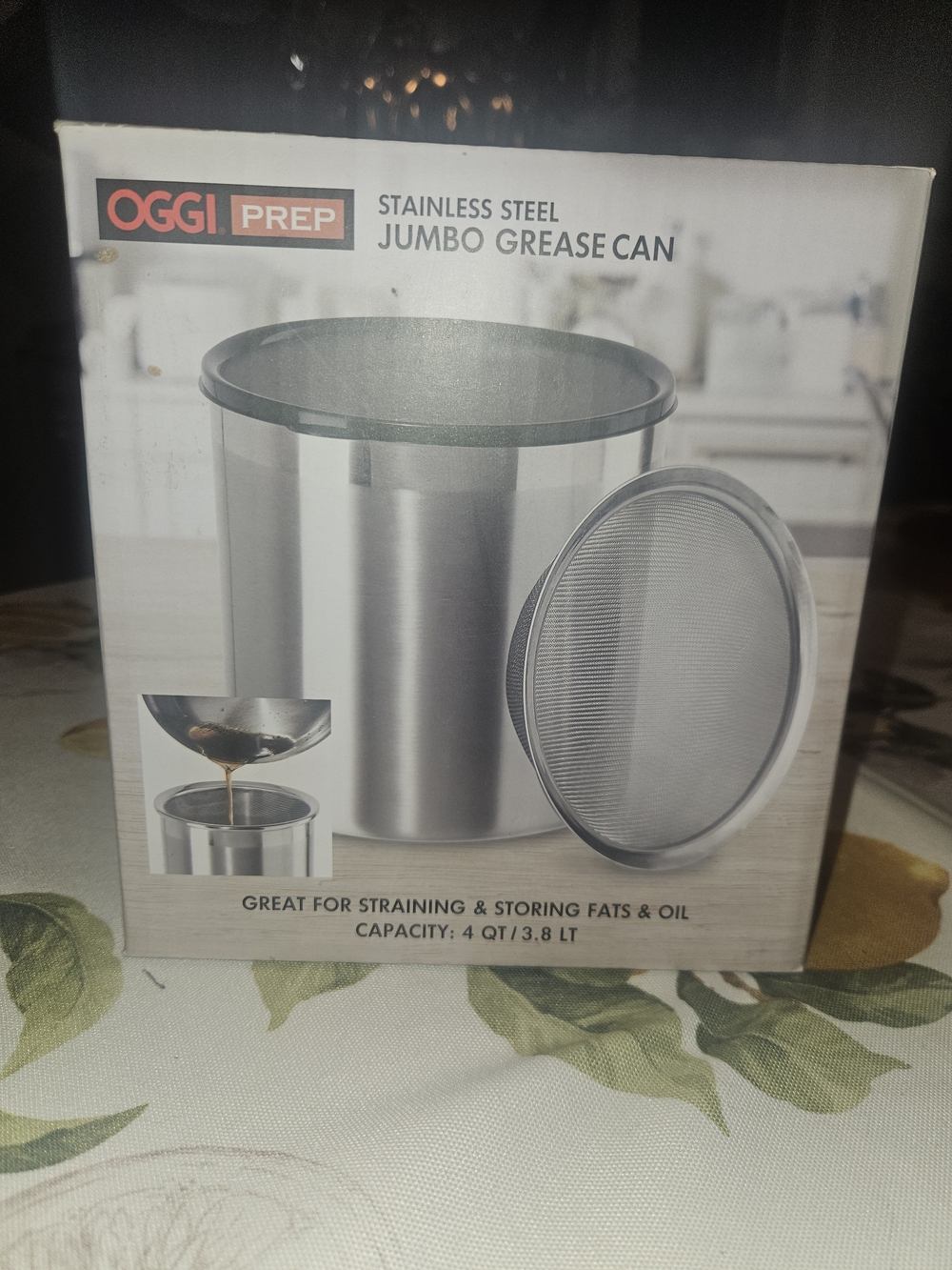 OGGI Prep Stainless Steel Grease Can - Silver